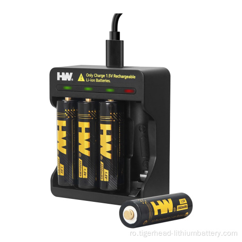 4 baterii reîncărcabile cu litiu de 1,5 V AA 3500 mWh
